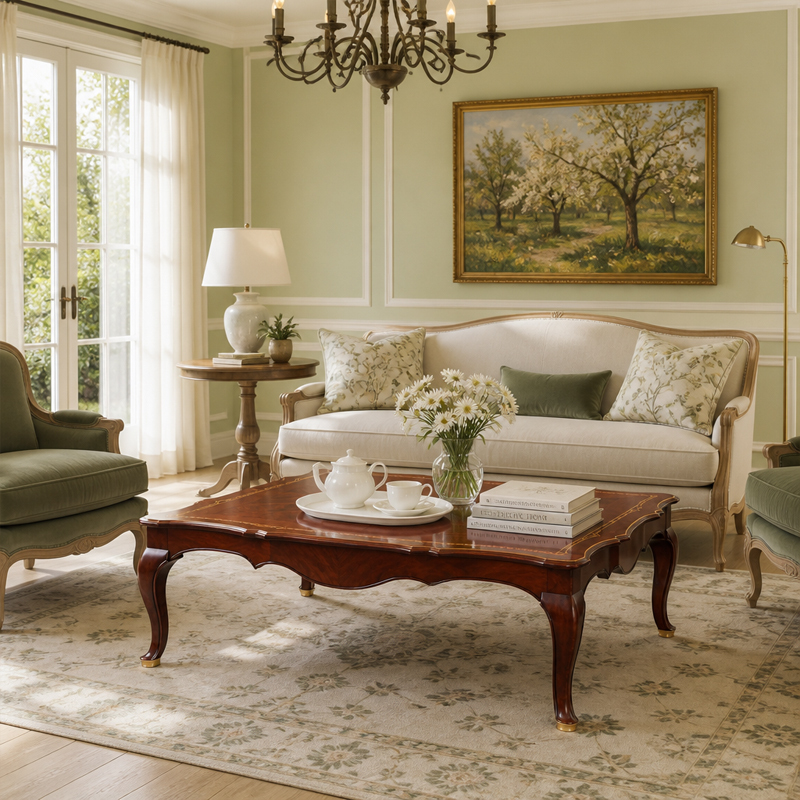 Etoile Meridien Starburst Coffee Table | Luxury French Provincial Scalloped Table with Oval Medallion,MY SHOP,Etoile Meridien Starburst Coffee Table | Luxury French Provincial Scalloped Table with Oval Medallion,foshan furniture factory,custom Furniture factory,china furniture factory