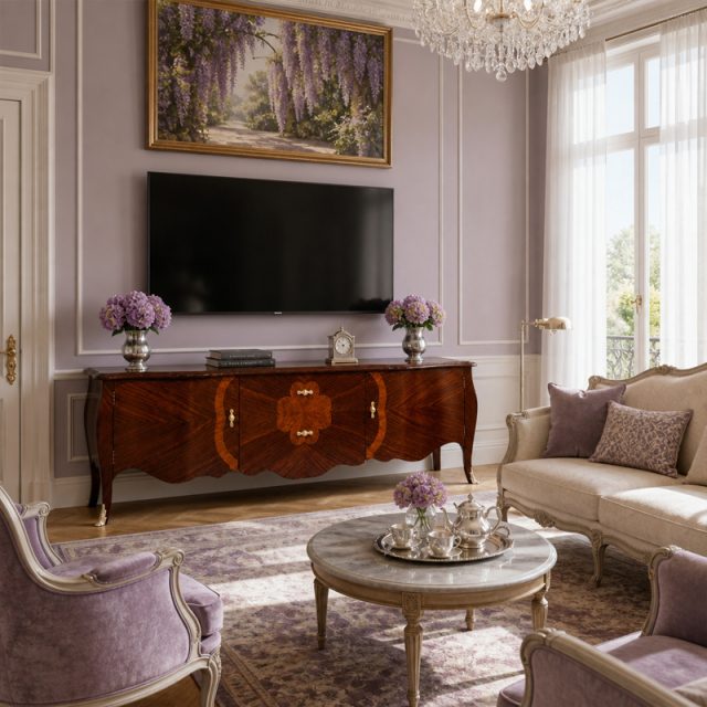 Quatrefoil Lumière Bombé Media Console | Luxury French Provincial Sunburst TV Cabinet - EKAR FURNITURE,EKAR FURNITURE CO.,LTD,Quatrefoil Lumière Bombé Media Console | Luxury French Provincial Sunburst TV Cabinet - EKAR FURNITURE,foshan furniture factory,custom Furniture factory,china furniture factory