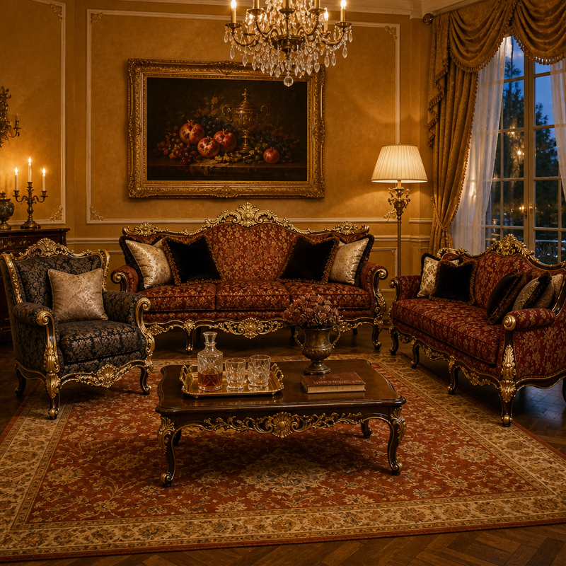Tresor Burgundy Damask Camel-Back Sofa | Luxury Rococo Gold-Carved Three-Seater Sofa - EKAR FURNITURE,EKAR FURNITURE CO.,LTD,Tresor Burgundy Damask Camel-Back Sofa | Luxury Rococo Gold-Carved Three-Seater Sofa - EKAR FURNITURE,foshan furniture factory,custom Furniture factory,china furniture factory