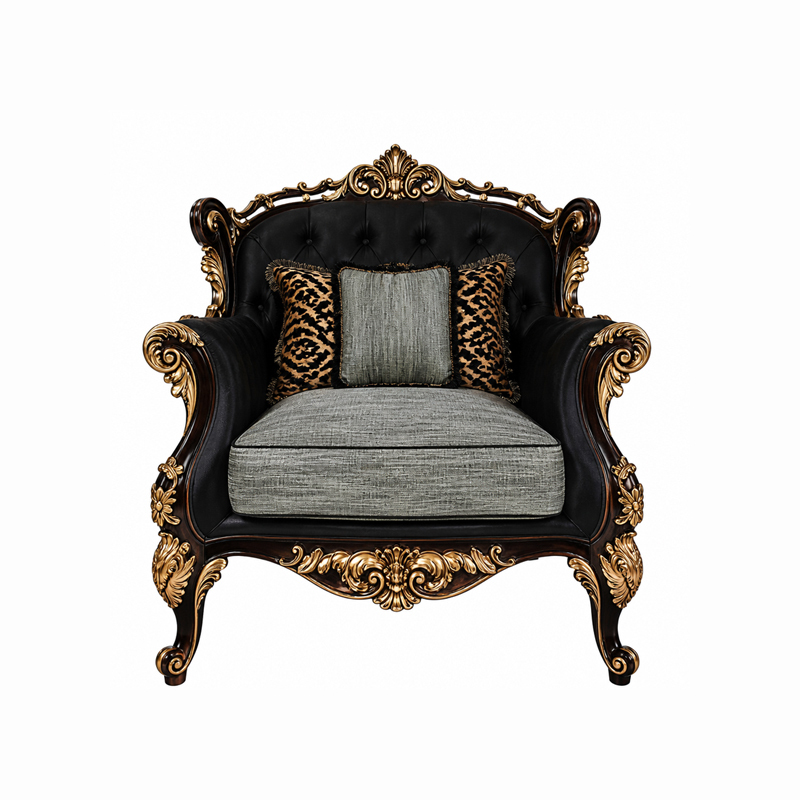 Jardin Sage Tri-Arched Velvet Sofa | Luxury Rococo Black &amp; Gold Sofa with Nailhead Trim - EKAR FURNITURE,EKAR FURNITURE CO.,LTD,Jardin Sage Tri-Arched Velvet Sofa | Luxury Rococo Black &amp; Gold Sofa with Nailhead Trim - EKAR FURNITURE,foshan furniture factory,custom Furniture factory,china furniture factory