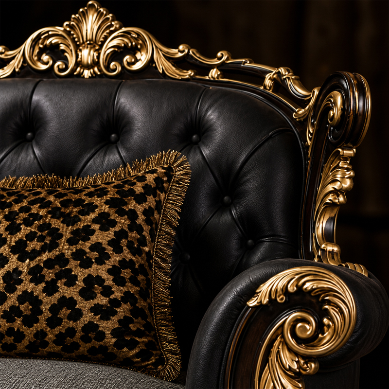 Jardin Sage Tri-Arched Velvet Sofa | Luxury Rococo Black &amp; Gold Sofa with Nailhead Trim - EKAR FURNITURE,EKAR FURNITURE CO.,LTD,Jardin Sage Tri-Arched Velvet Sofa | Luxury Rococo Black &amp; Gold Sofa with Nailhead Trim - EKAR FURNITURE,foshan furniture factory,custom Furniture factory,china furniture factory