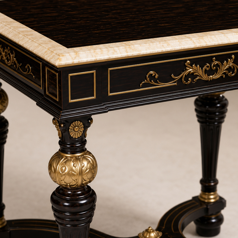 Nocturne Filigree Burl-Top Nightstand | Luxury Black & Gold Classical Bedside Table with X-Stretcher,EKAR FURNITURE CO.,LTD,Nocturne Filigree Burl-Top Nightstand | Luxury Black & Gold Classical Bedside Table with X-Stretcher,foshan furniture factory,custom Furniture factory,china furniture factory