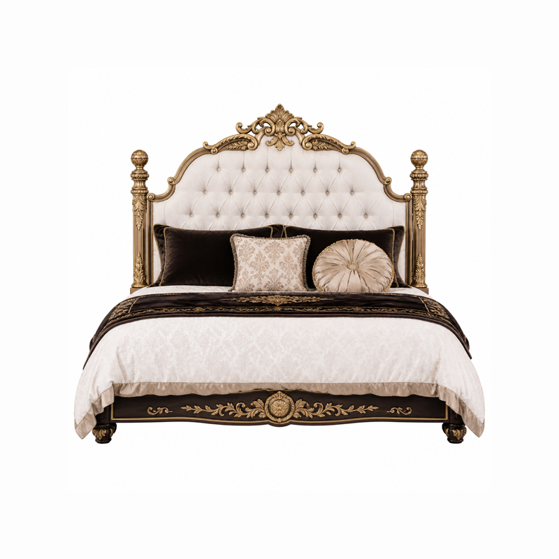 Elysee Crest Arched Tufted Gilded Bed | Luxury French Classical Upholstered King Bed - EKAR FURNITURE,EKAR FURNITURE CO.,LTD,Elysee Crest Arched Tufted Gilded Bed | Luxury French Classical Upholstered King Bed - EKAR FURNITURE,foshan furniture factory,custom Furniture factory,china furniture factory