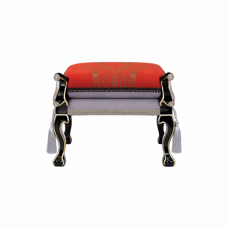 Rouge Tassel Vanity Bench | Luxury French Classical Grooming Stool with Red Brocade Cushion - EKAR,EKAR FURNITURE CO.,LTD,Rouge Tassel Vanity Bench | Luxury French Classical Grooming Stool with Red Brocade Cushion - EKAR,foshan furniture factory,custom Furniture factory,china furniture factory