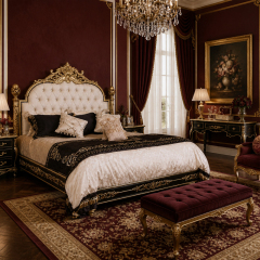 Elysee Crest Arched Tufted Gilded Bed | Luxury French Classical Upholstered King Bed - EKAR FURNITURE,EKAR FURNITURE CO.,LTD,Elysee Crest Arched Tufted Gilded Bed | Luxury French Classical Upholstered King Bed - EKAR FURNITURE,foshan furniture factory,custom Furniture factory,china furniture factory