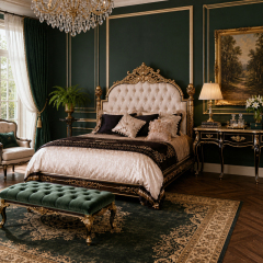 Elysee Crest Arched Tufted Gilded Bed | Luxury French Classical Upholstered King Bed - EKAR FURNITURE,EKAR FURNITURE CO.,LTD,Elysee Crest Arched Tufted Gilded Bed | Luxury French Classical Upholstered King Bed - EKAR FURNITURE,foshan furniture factory,custom Furniture factory,china furniture factory