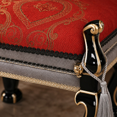 Rouge Tassel Vanity Bench | Luxury French Classical Grooming Stool with Red Brocade Cushion - EKAR,EKAR FURNITURE CO.,LTD,Rouge Tassel Vanity Bench | Luxury French Classical Grooming Stool with Red Brocade Cushion - EKAR,foshan furniture factory,custom Furniture factory,china furniture factory