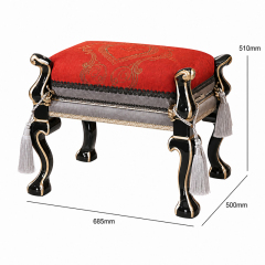 Rouge Tassel Vanity Bench | Luxury French Classical Grooming Stool with Red Brocade Cushion - EKAR,EKAR FURNITURE CO.,LTD,Rouge Tassel Vanity Bench | Luxury French Classical Grooming Stool with Red Brocade Cushion - EKAR,foshan furniture factory,custom Furniture factory,china furniture factory