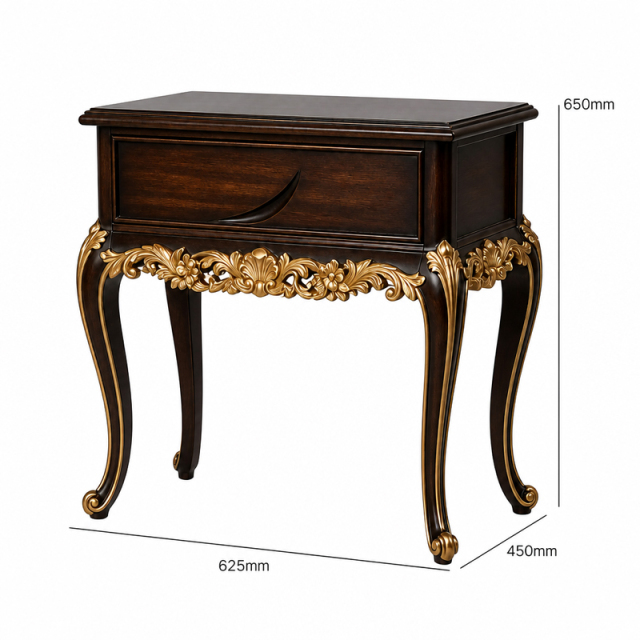 Heritage Walnut Gilded Drawer Nightstand | Luxury French Classical Bedside Table with Carved Apron - EKAR,MY SHOP,Heritage Walnut Gilded Drawer Nightstand | Luxury French Classical Bedside Table with Carved Apron - EKAR,foshan furniture factory,custom Furniture factory,china furniture factory