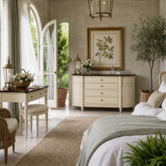 Marigny Demi-Lune Ivory Vanity Table | French Classical 4-Drawer Dressing Table with Espresso Top - EKAR,EKAR FURNITURE CO.,LTD,Marigny Demi-Lune Ivory Vanity Table | French Classical 4-Drawer Dressing Table with Espresso Top - EKAR,foshan furniture factory,custom Furniture factory,china furniture factory