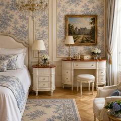 Vera Demi-Lune Reeded Ivory Nightstand | French Classical Curved Bedside Table with Cherry Top - EKAR,EKAR FURNITURE CO.,LTD,Vera Demi-Lune Reeded Ivory Nightstand | French Classical Curved Bedside Table with Cherry Top - EKAR,foshan furniture factory,custom Furniture factory,china furniture factory