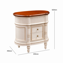 Vera Demi-Lune Reeded Ivory Nightstand | French Classical Curved Bedside Table with Cherry Top - EKAR,EKAR FURNITURE CO.,LTD,Vera Demi-Lune Reeded Ivory Nightstand | French Classical Curved Bedside Table with Cherry Top - EKAR,foshan furniture factory,custom Furniture factory,china furniture factory