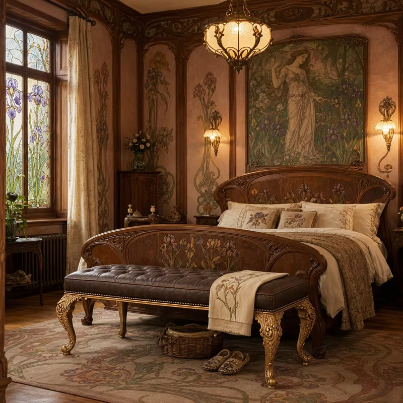 Valmont Gilt Tufted Leather Bed Bench | French Classical Bed-End Bench with Carved Acanthus Legs - EKAR,MY SHOP,Valmont Gilt Tufted Leather Bed Bench | French Classical Bed-End Bench with Carved Acanthus Legs - EKAR,foshan furniture factory,custom Furniture factory,china furniture factory