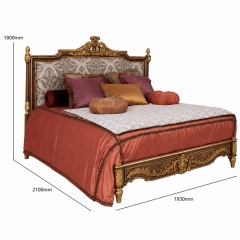 Rocaille Gilded Damask Bed | French Rococo Upholstered Bed with Carved Shell Crest - EKAR FURNITURE,EKAR FURNITURE CO.,LTD,Rocaille Gilded Damask Bed | French Rococo Upholstered Bed with Carved Shell Crest - EKAR FURNITURE,foshan furniture factory,custom Furniture factory,china furniture factory