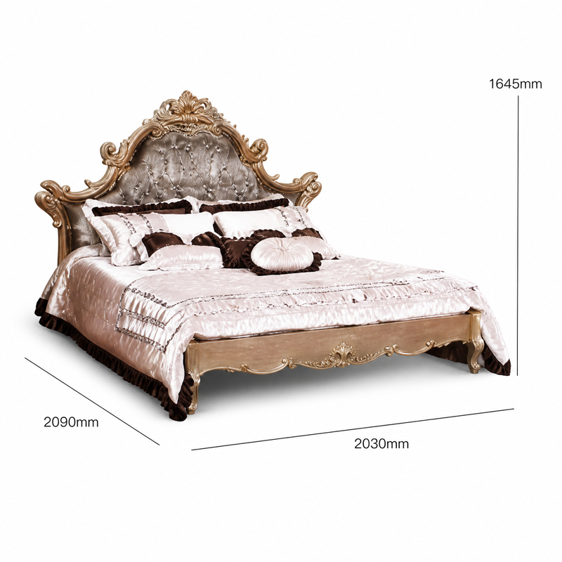 Sforza Classical Carved Gilt Baroque Bed | Italian-Style Marquetry Headboard King Bed for Luxury Bedroom,EKAR FURNITURE CO.,LTD,Sforza Classical Carved Gilt Baroque Bed | Italian-Style Marquetry Headboard King Bed for Luxury Bedroom,foshan furniture factory,custom Furniture factory,china furniture factory