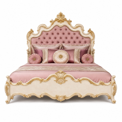 Beaumont Carved Gilt Crest Bed | Classical French Upholstered Headboard Bed Frame for Luxury Bedrooms,EKAR FURNITURE CO.,LTD,Beaumont Carved Gilt Crest Bed | Classical French Upholstered Headboard Bed Frame for Luxury Bedrooms,foshan furniture factory,custom Furniture factory,china furniture factory