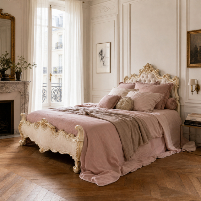 Beaumont Carved Gilt Crest Bed | Classical French Upholstered Headboard Bed Frame for Luxury Bedrooms,EKAR FURNITURE CO.,LTD,Beaumont Carved Gilt Crest Bed | Classical French Upholstered Headboard Bed Frame for Luxury Bedrooms,foshan furniture factory,custom Furniture factory,china furniture factory