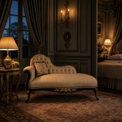 Valmorel Ebonised and Gilt Chaise Lounge | Classical French Récamier Chaise Longue for Luxury Bedrooms - EKAR,EKAR FURNITURE CO.,LTD,Valmorel Ebonised and Gilt Chaise Lounge | Classical French Récamier Chaise Longue for Luxury Bedrooms - EKAR,foshan furniture factory,custom Furniture factory,china furniture factory