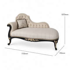 Valmorel Ebonised and Gilt Chaise Lounge | Classical French Récamier Chaise Longue for Luxury Bedrooms - EKAR,EKAR FURNITURE CO.,LTD,Valmorel Ebonised and Gilt Chaise Lounge | Classical French Récamier Chaise Longue for Luxury Bedrooms - EKAR,foshan furniture factory,custom Furniture factory,china furniture factory