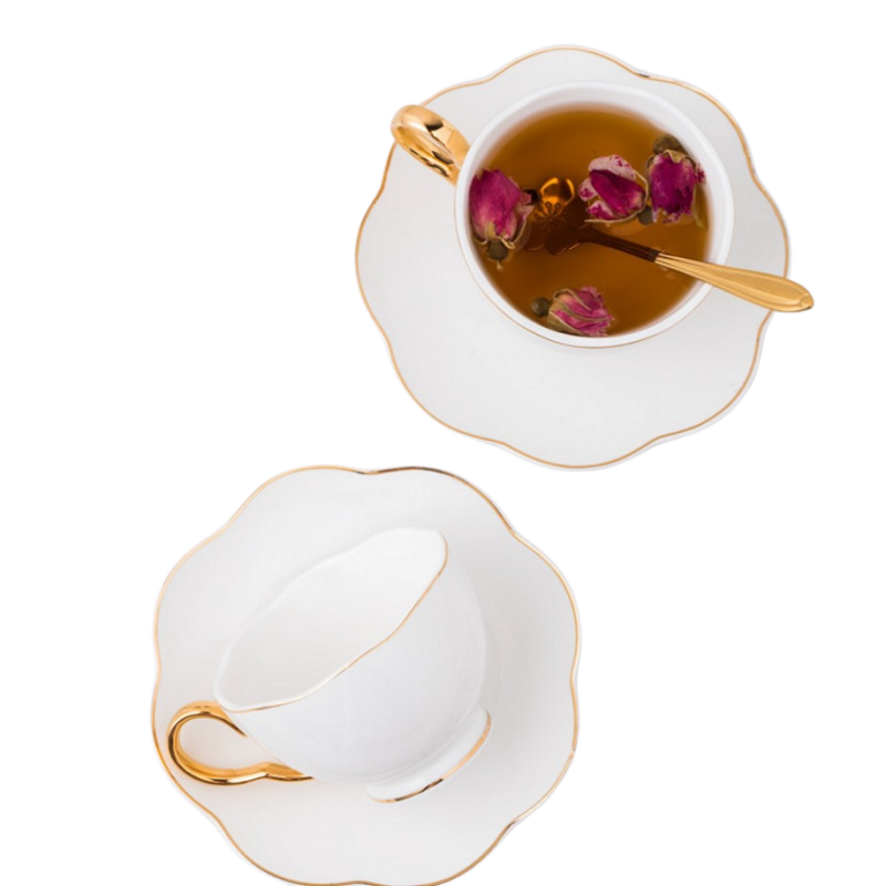 6.8 Oz. Ceramic Coffee Cup with Saucer & Spoon