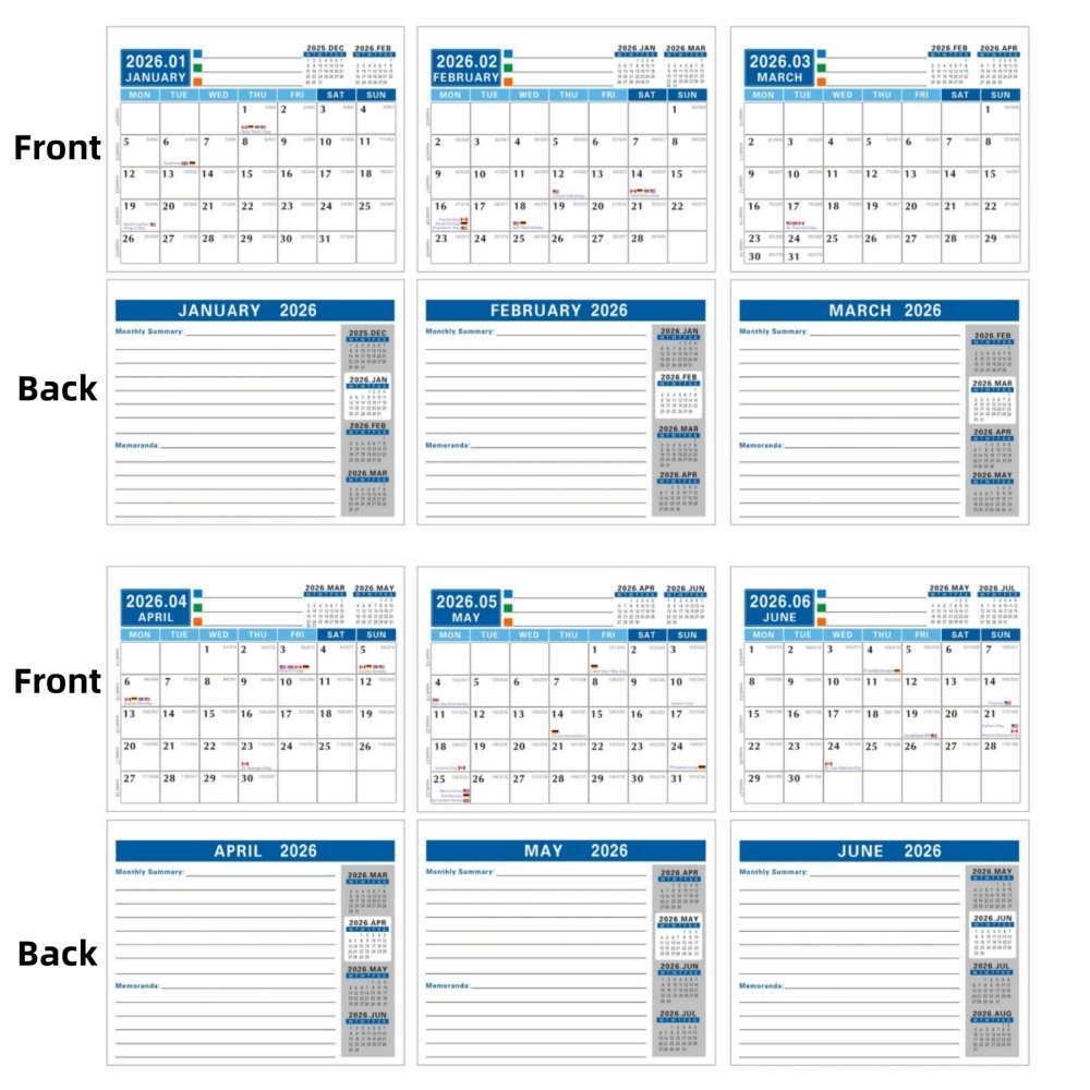 Desk Calendar w/Holiday Markings