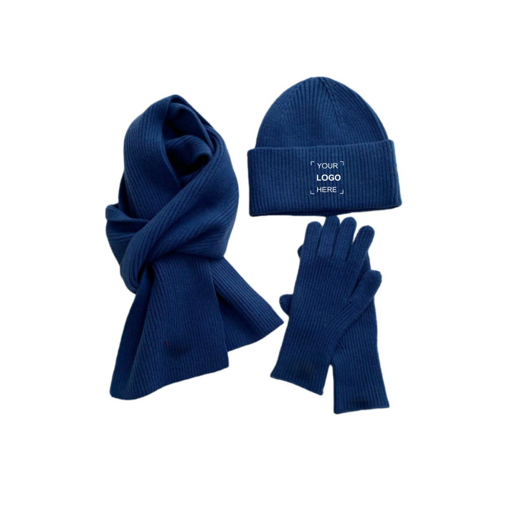 Knitted Beanie Hat Scarf Gloves Set