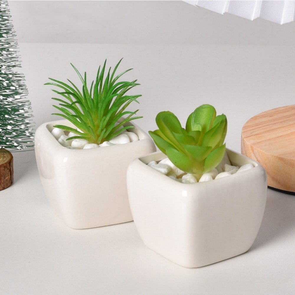Mini Square Ceramic Flower Planter Pot