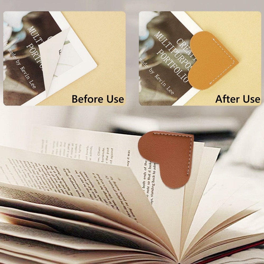 Heart-Shaped Leather Bookmark