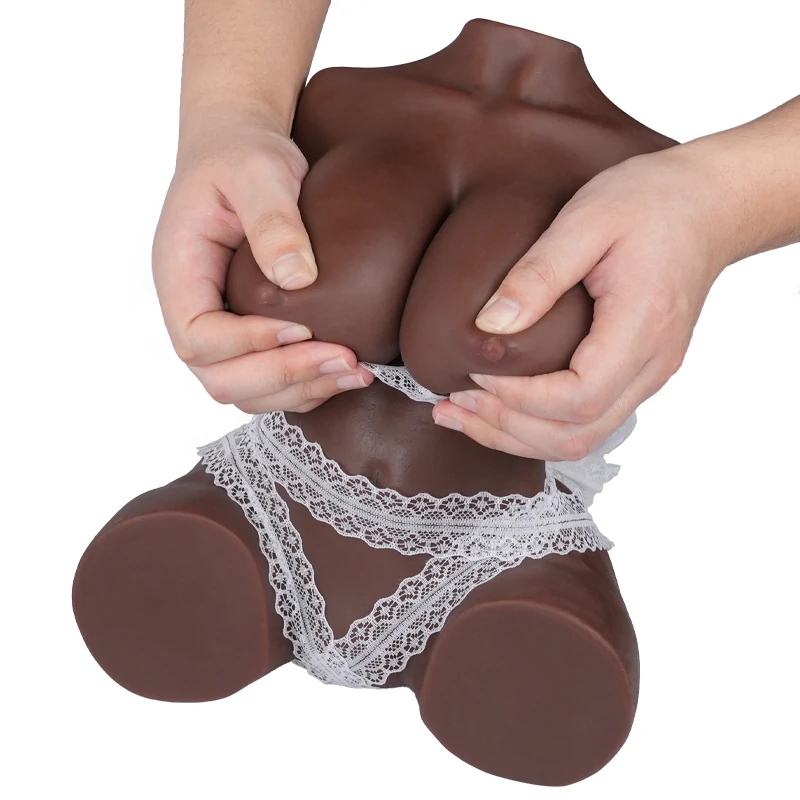 Tantaly 32cm/(1ft) 8lbs Mini Affordable TPE Sex Doll Torso Selena, Ebony Skin, Fast Shipping [US Stock]