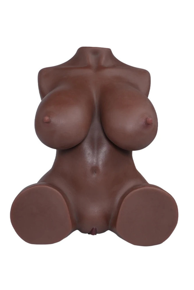 Tantaly 32cm/(1ft) 8lbs Mini Affordable TPE Sex Doll Torso Selena, Ebony Skin, Fast Shipping [US Stock]
