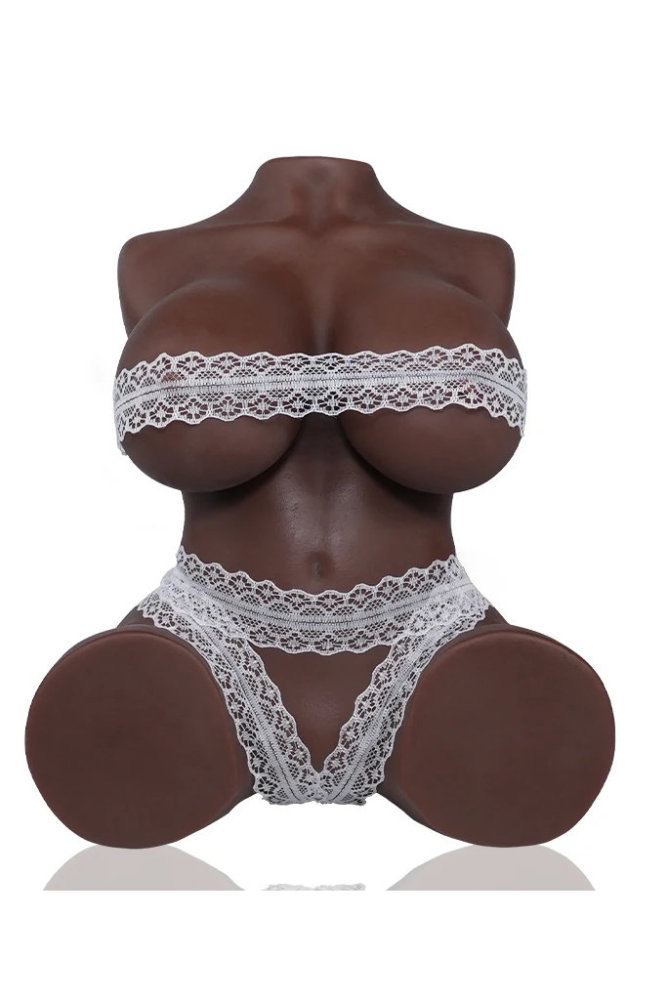 Tantaly 32cm/(1ft) 8lbs Mini Affordable TPE Sex Doll Torso Selena, Ebony Skin, Fast Shipping [US Stock]