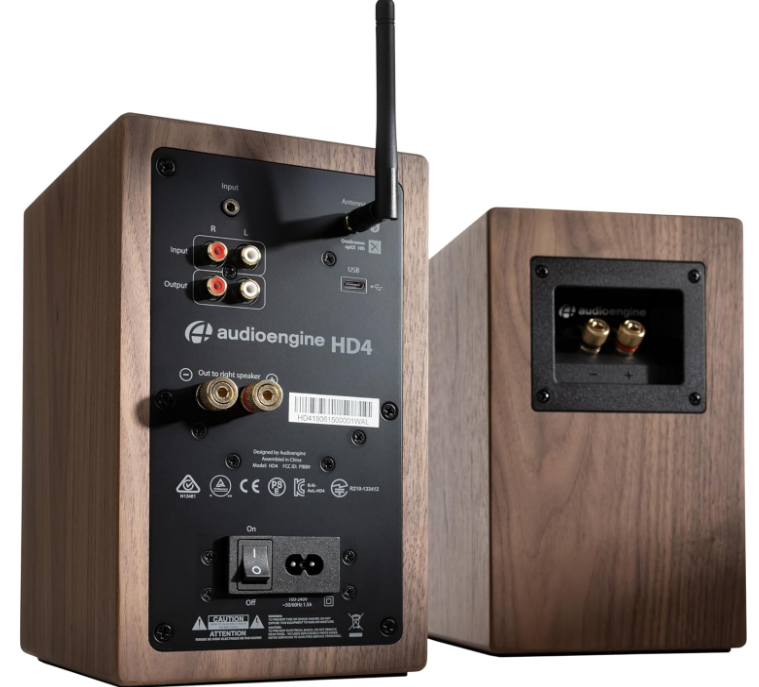 Audioengine HD4 24-bit Bluetooth bookshelf speaker - TV, desktop, stereo, music, movies and games - Bluetooth aptX adaptive 5.3