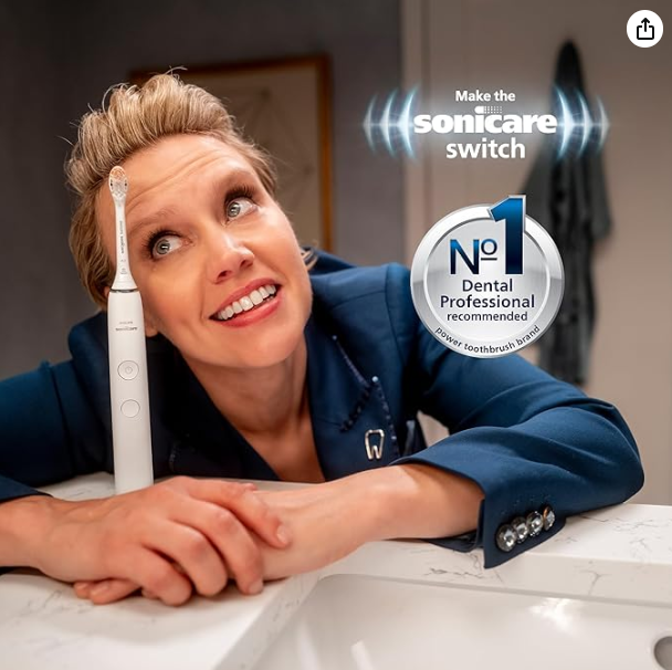 Philips Sonicare ProtectiveClean 6500 rechargeable electric toothbrush, with pressure sensor, 3 cleaning modes, SmarTimer and QuadPacer, 14-day battery life, charging case, navy blue, HX6462 /07