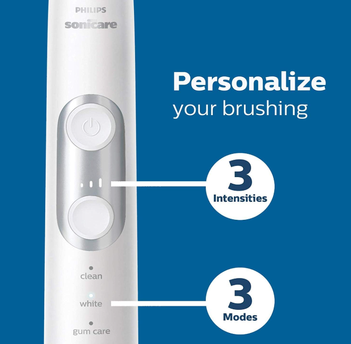 Philips Sonicare ProtectiveClean 6500 rechargeable electric toothbrush, with pressure sensor, 3 cleaning modes, SmarTimer and QuadPacer, 14-day battery life, charging case, navy blue, HX6462 /07
