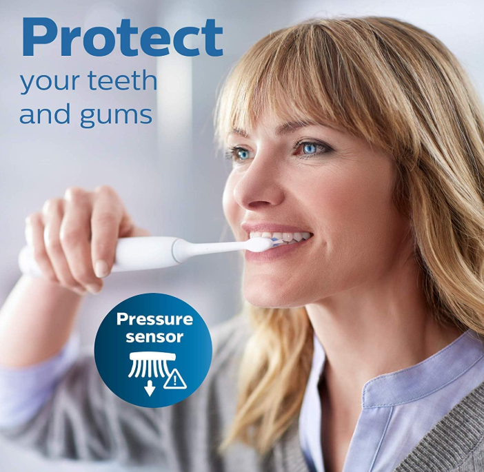 Philips Sonicare ProtectiveClean 6500 rechargeable electric toothbrush, with pressure sensor, 3 cleaning modes, SmarTimer and QuadPacer, 14-day battery life, charging case, navy blue, HX6462 /07