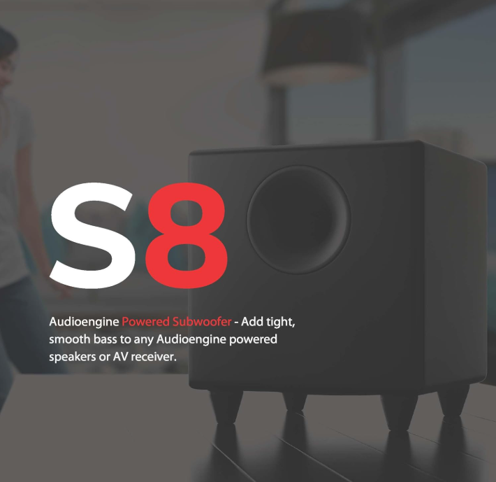 Audioengine S8 powered subwoofer speaker - 250W 8-inch (about 20.3 cm) home woofer, built-in amplifier and dual audio input, suitable for home audio