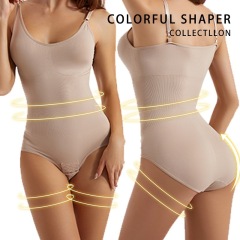 Comfortable One-piece Shapewear with Snaps Everyday Bodysuit without Bra Pads