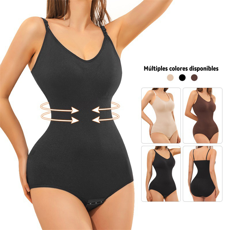 Comfortable One-piece Shapewear with Snaps Everyday Bodysuit without Bra Pads