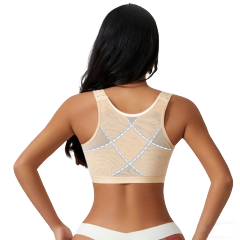 Deep U-plunge Zip Front Sports Bra No Bounce Active Bra