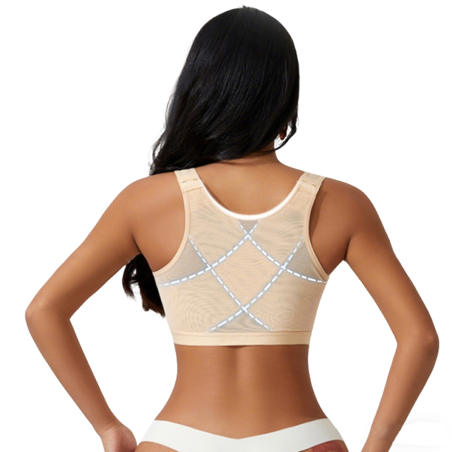 Deep U-plunge Zip Front Sports Bra No Bounce Active Bra