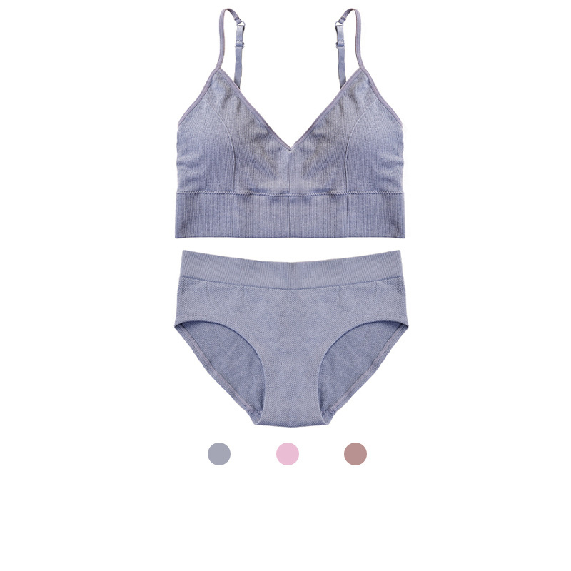 Seamless Light Support Bra Set Wire-free Low Impact Sport Bra Set