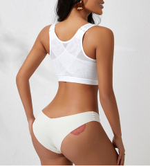 Deep U-plunge Zip Front Sports Bra No Bounce Active Bra