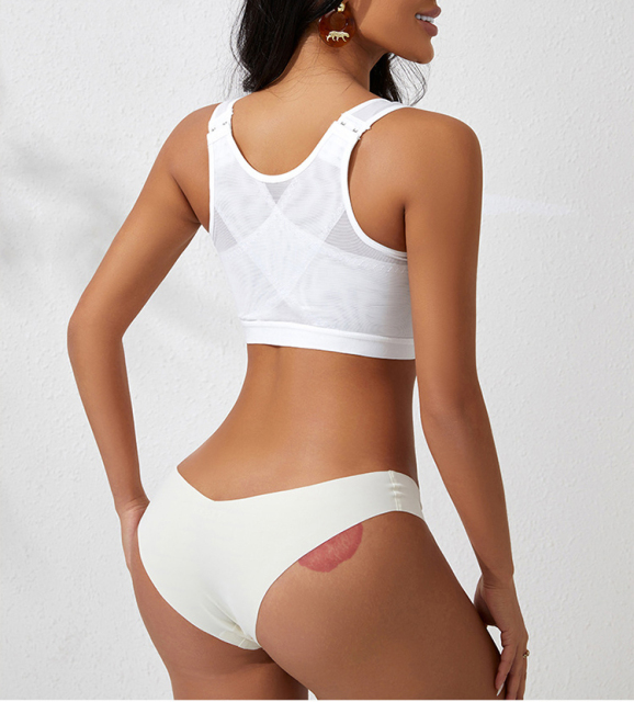 Deep U-plunge Zip Front Sports Bra No Bounce Active Bra