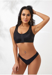 Deep U-plunge Zip Front Sports Bra No Bounce Active Bra