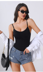 Seamless Low Back One-piece Shapewear with Snaps Bodysuit with Bra Pads