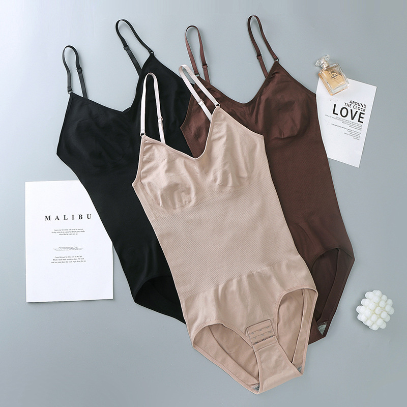 Comfortable One-piece Shapewear with Snaps Everyday Bodysuit without Bra Pads