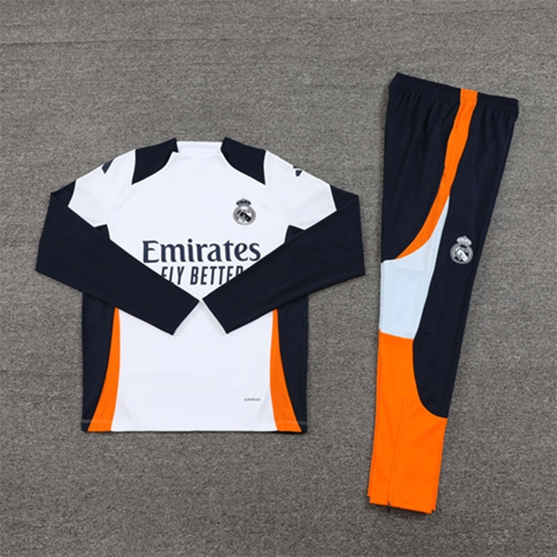 2024-25 Real Madrid White Long Sleeve Training Suit