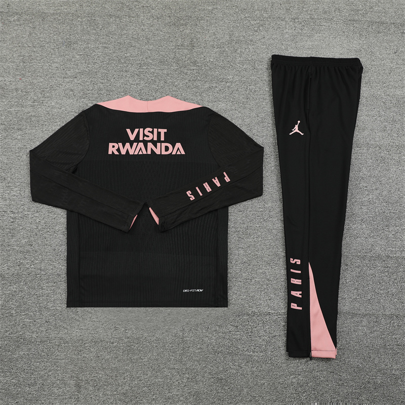 2024-25 PSG Jordan Paris Black with Pink 【Player】 Long Sleeve Training Suit