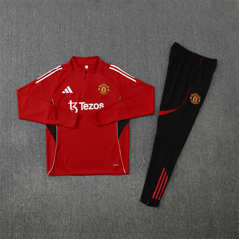 2025-26 Manchester United Red Long Sleeve Training Suit