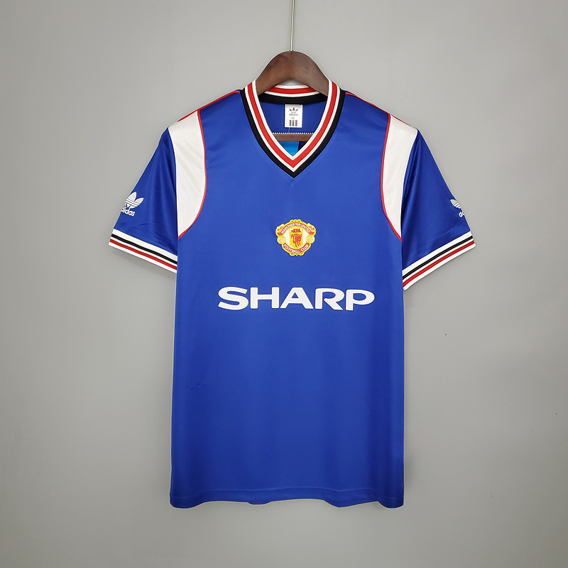 Retro Manchester United 1985-86 away blue  Football jersey retro